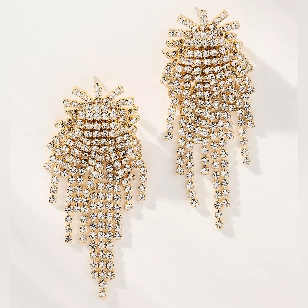Anthropologie Crystal Firework Evening Earrings